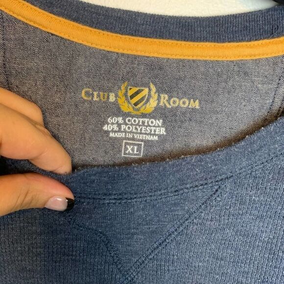 Club Room Tee Shirt Long Sleeve Solid Navy Blue Waffle Knit crewneck size XL - Picture 4 of 9